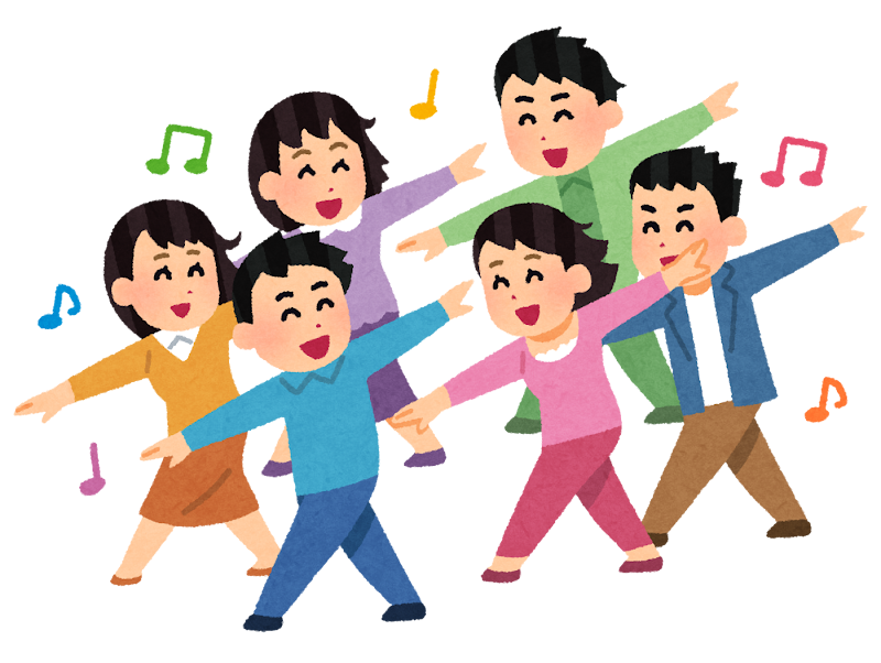 若者たちがダンスをしているイラスト