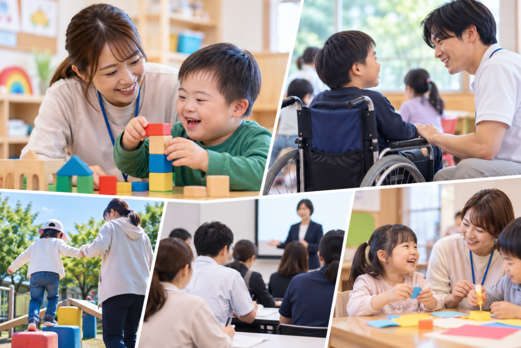 支援と学びの笑顔コラージュ