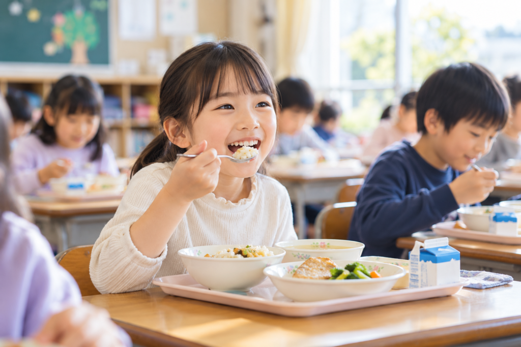 給食の時間、笑顔のひととき